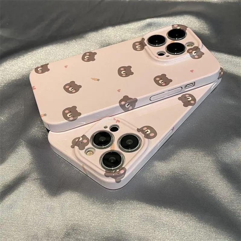 粉色小熊苹果13pro手机壳iPhone14菲林12max全包镜头11新款女