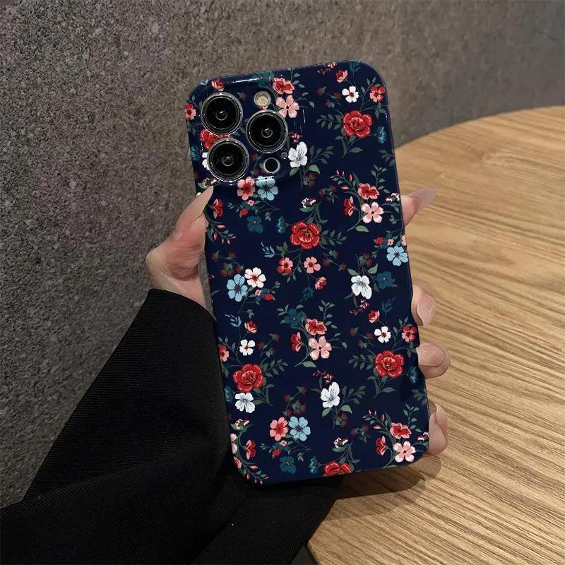 玫瑰花碎花苹果15菲林iPhone14promax/13/12手机壳硬全11s/xr/