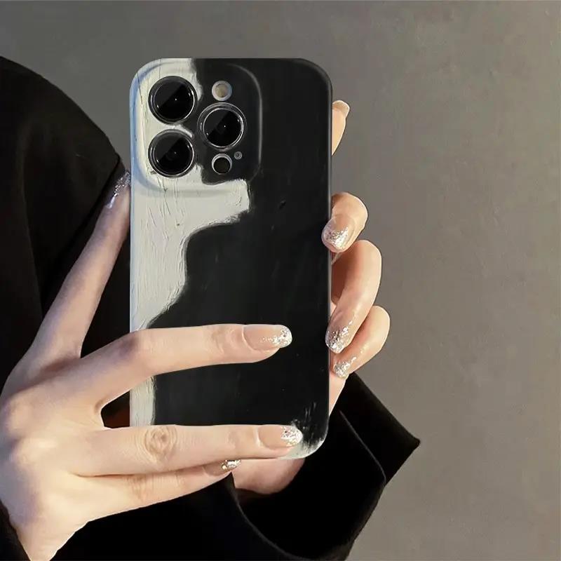 靠墙女孩苹果15手机壳iphone14promax亮面硬壳11/12菲林13pro复古