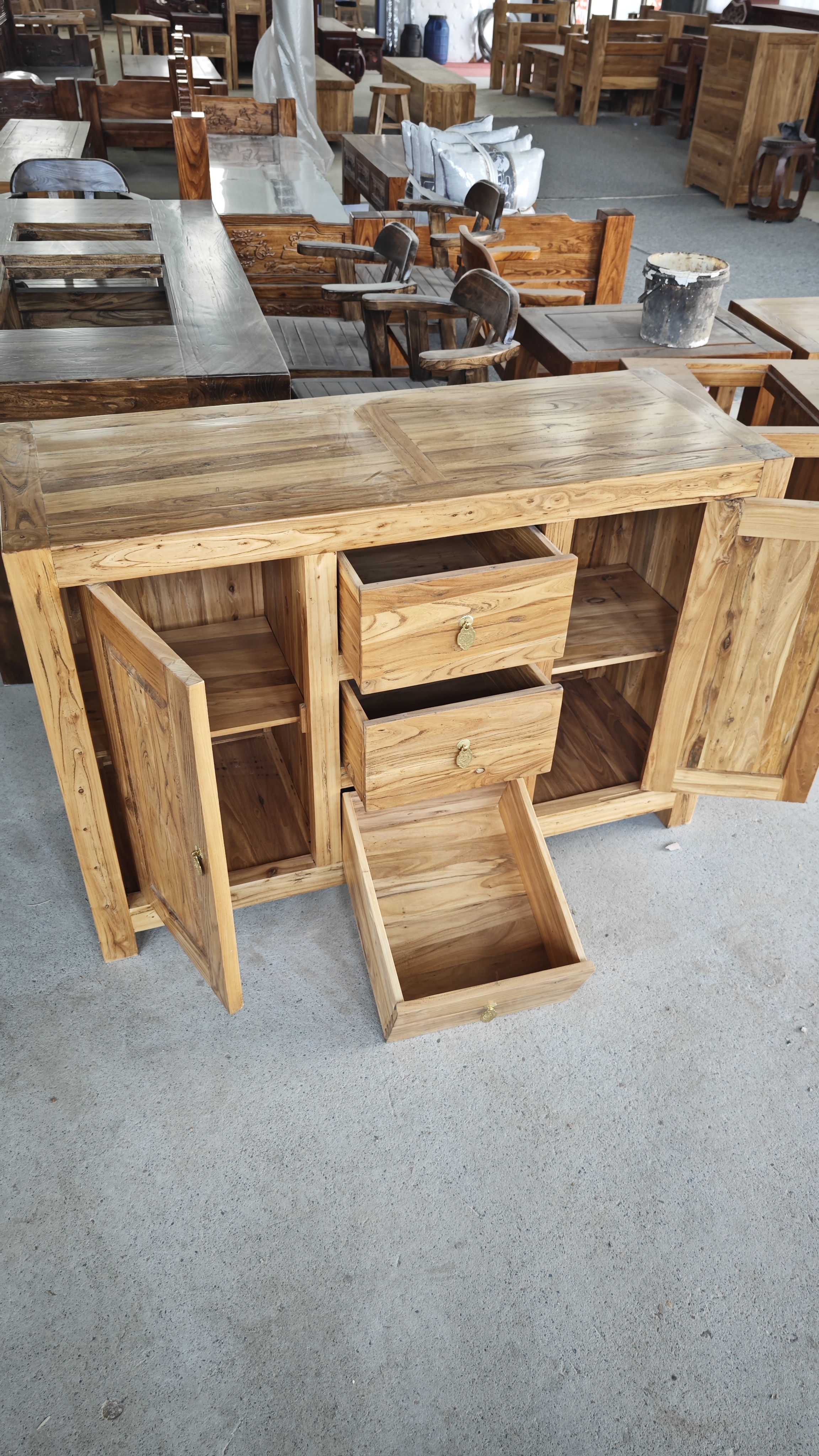 老榆木餐边柜实木家具边柜客厅茶水柜厨房橱柜储物置物柜子可定做