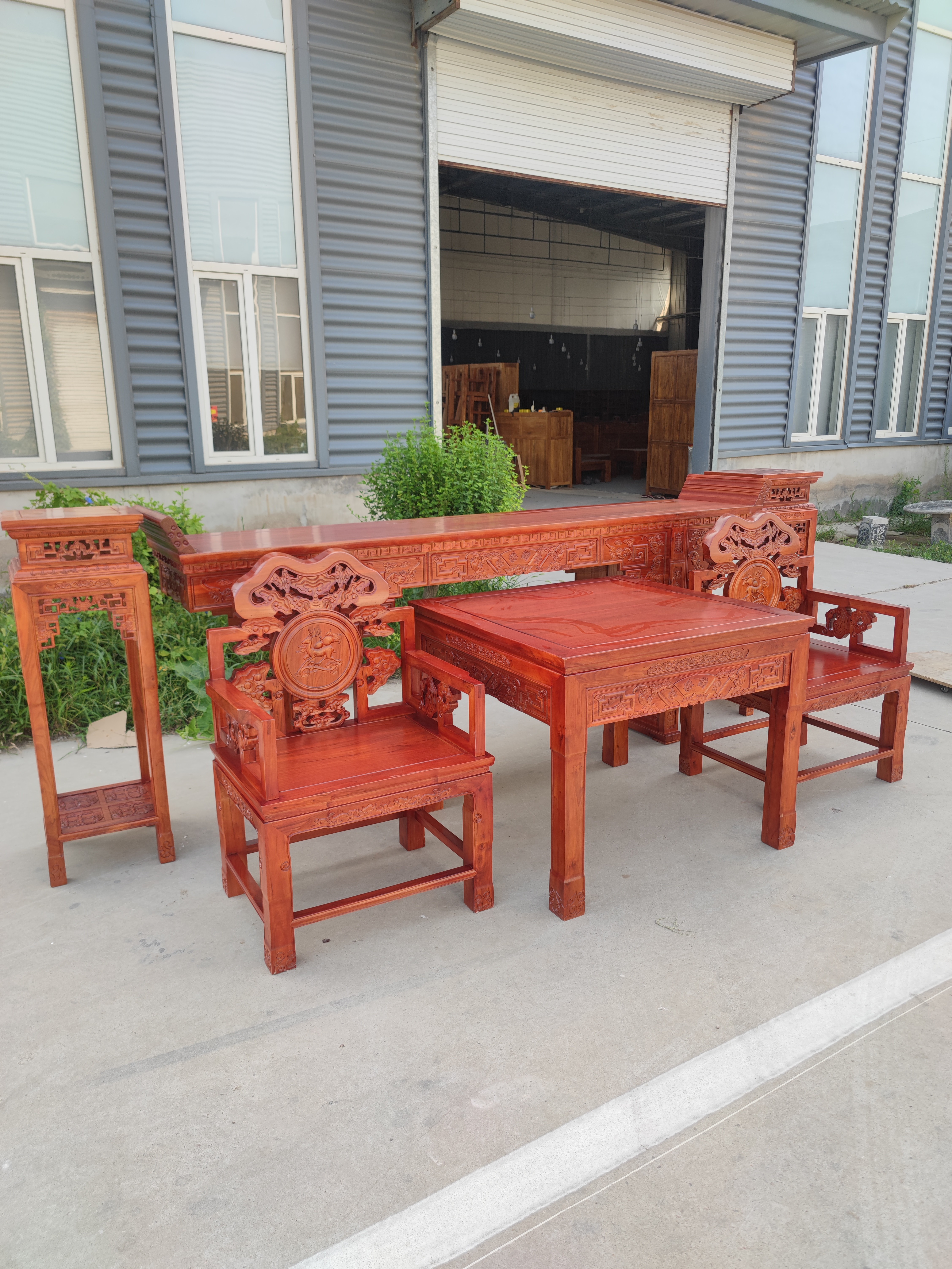 老榆木实木中堂六件套农村堂屋八仙桌椅组合四件套北方中式条案台