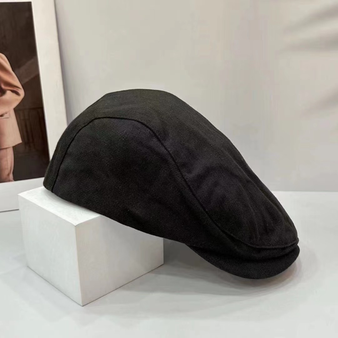 秋冬新品简约纯色复古休闲百搭前进帽