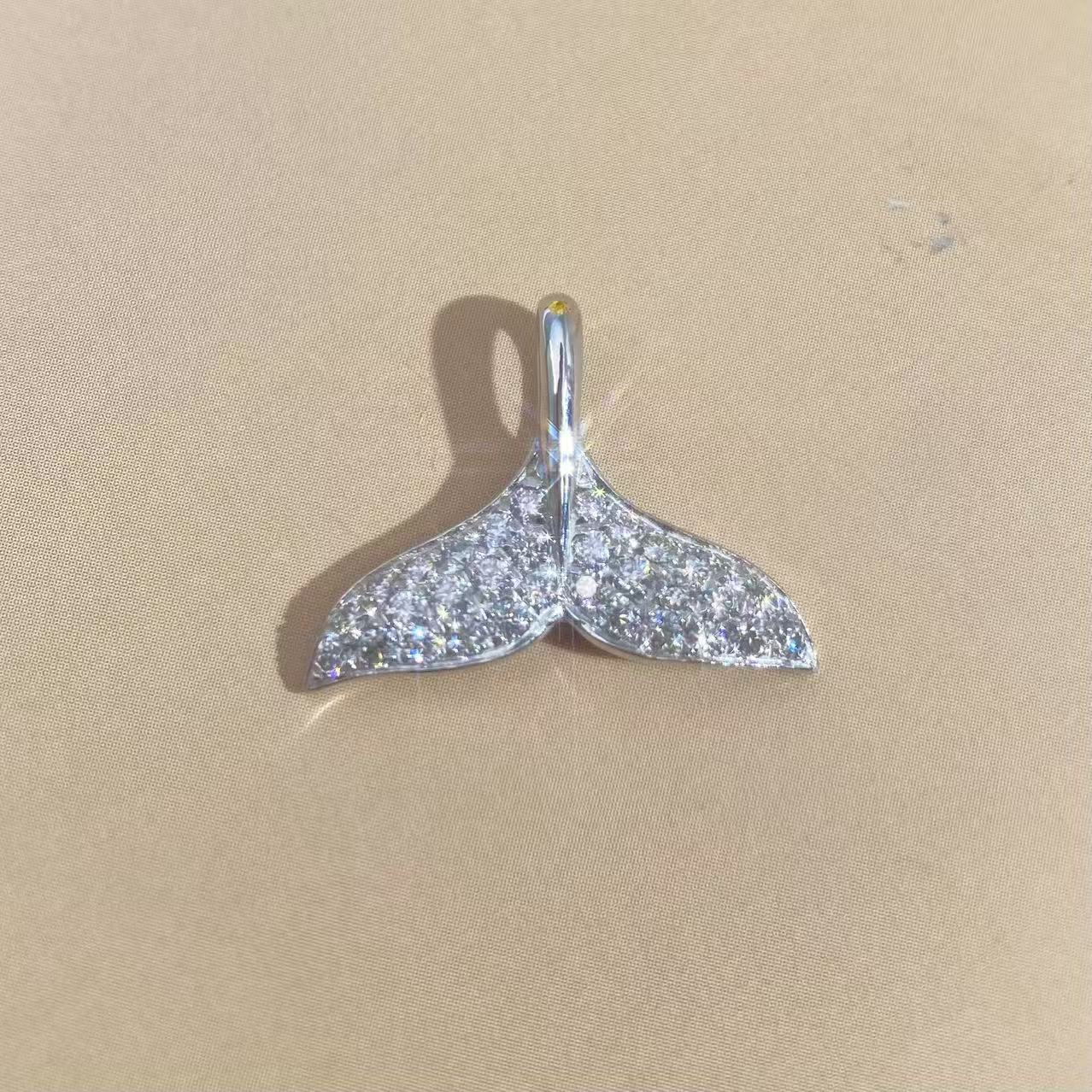 铂金PT950镶嵌莫桑鱼尾吊坠时尚经典百搭气质轻奢简约精致