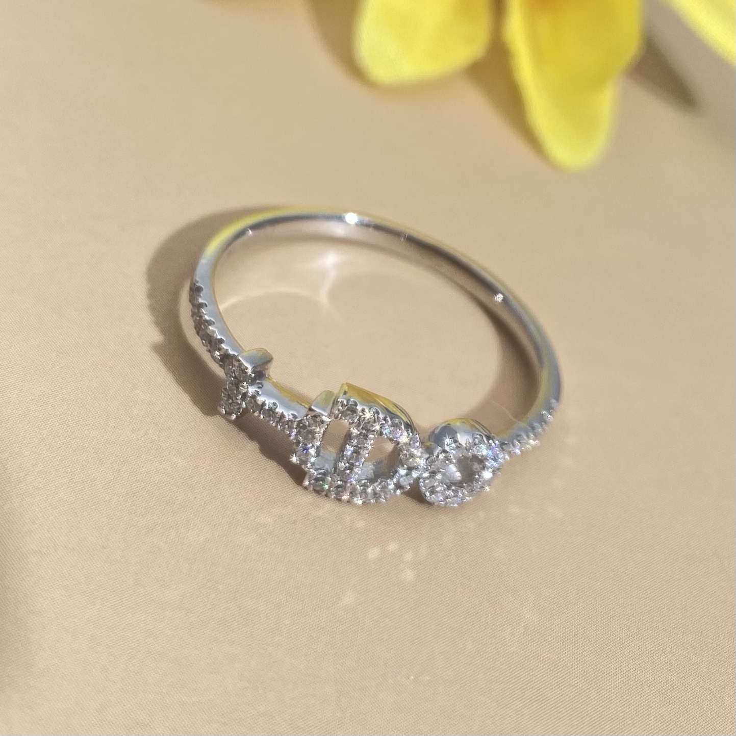 铂金PT950镶嵌莫桑IDO戒指时尚轻奢简约气质精致经典