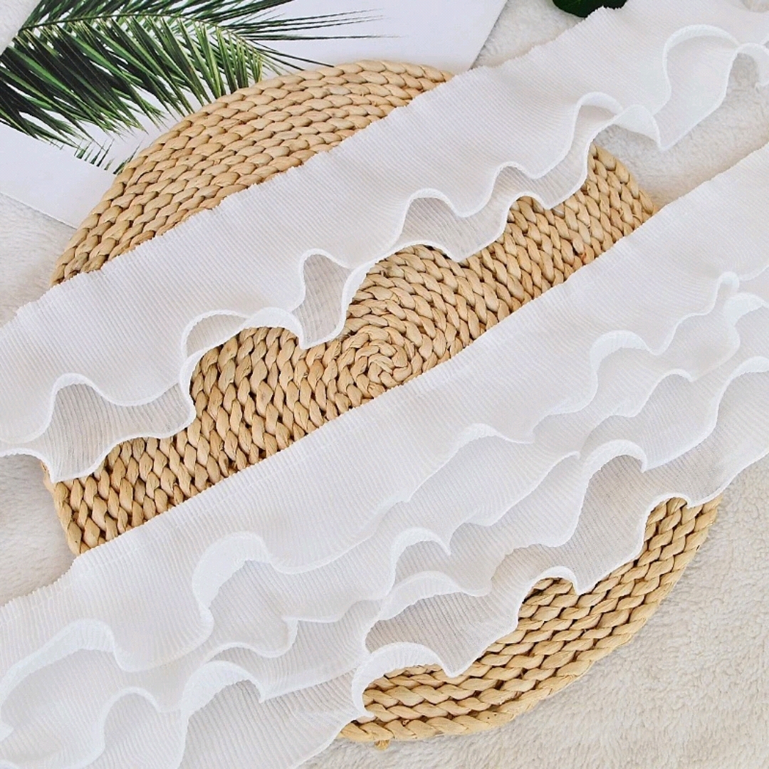 窗帘花边立边法式白色2层4层木耳边装饰条窗帘装饰侧边抱枕辅料