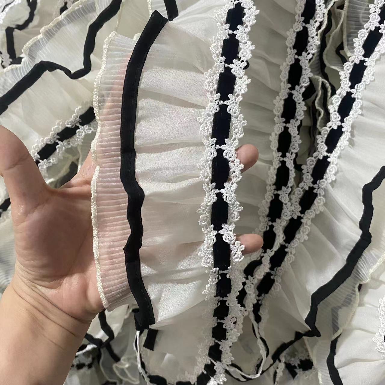 金源花边新款小香发箍款窗帘拼接花边纱帘立边层次感花边