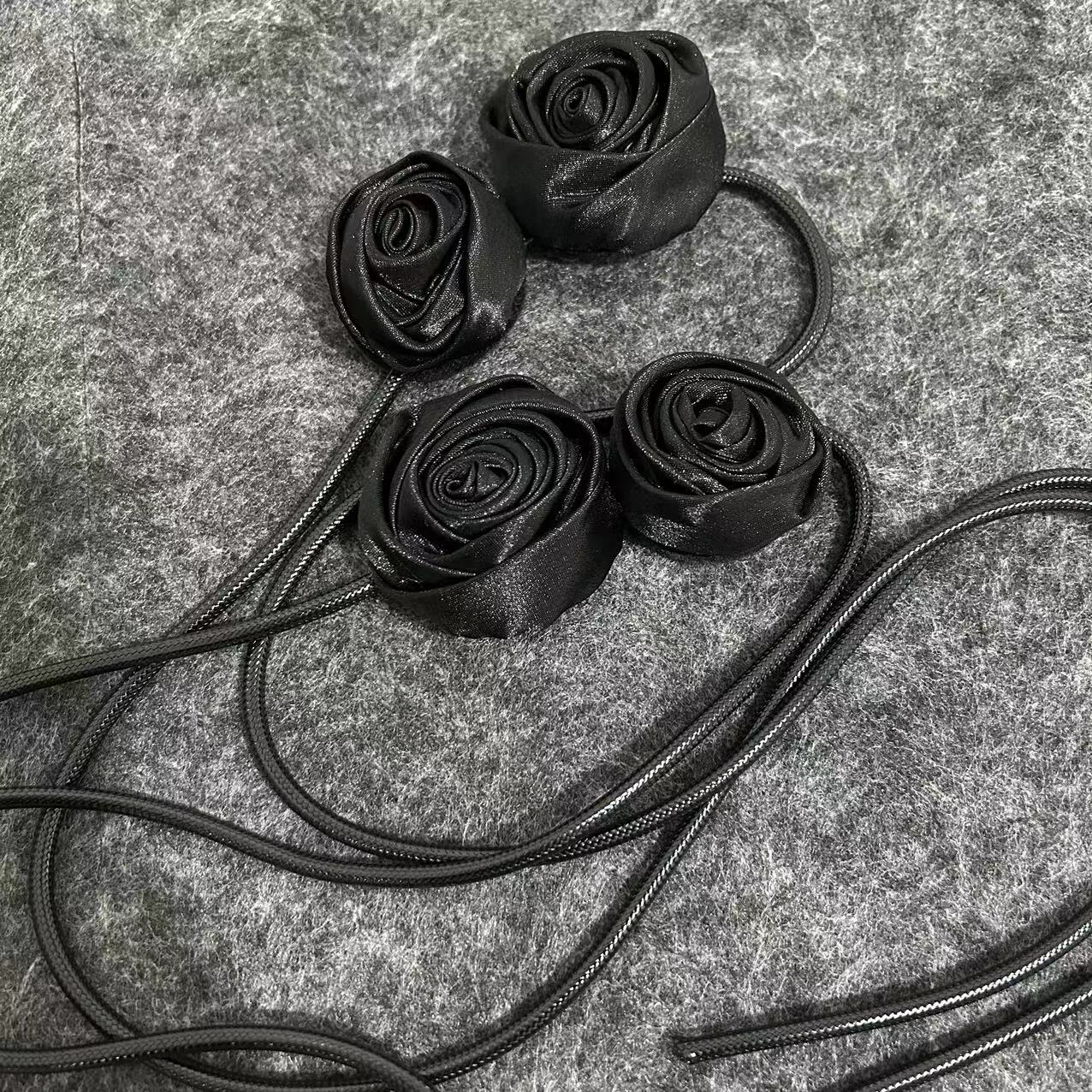 金源窗饰新款窗帘绑带黑色玫瑰花扎带