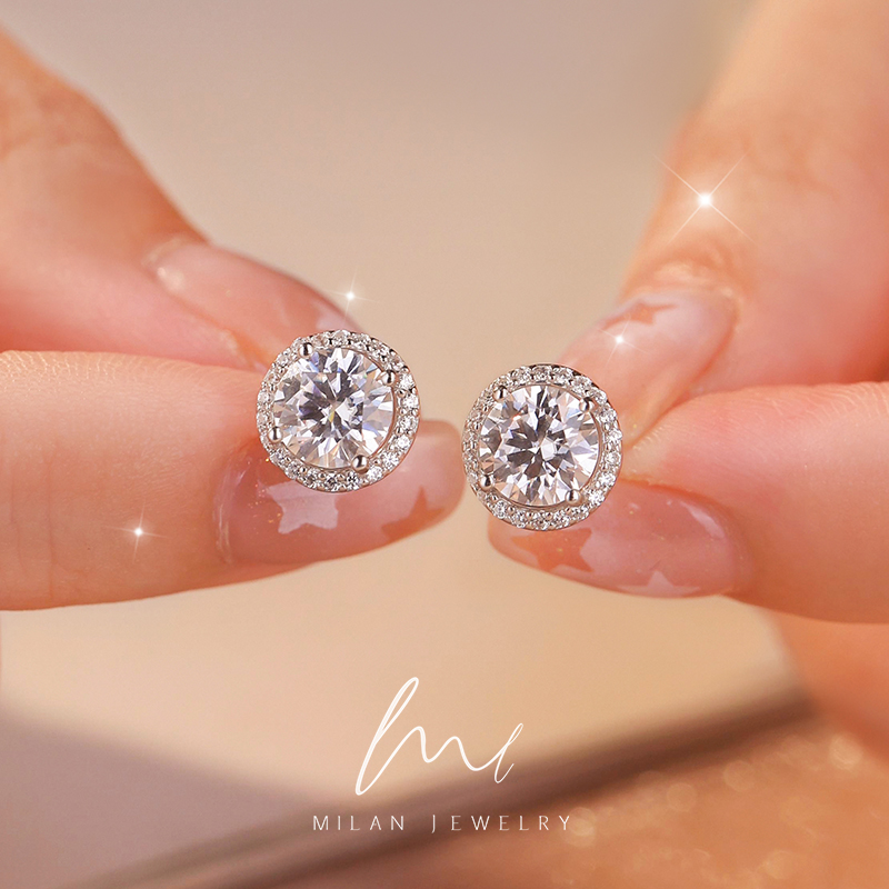 秘蓝 925银莫桑石耳饰 璀璨星云耳钉/新款轻奢时尚高级气质送女友