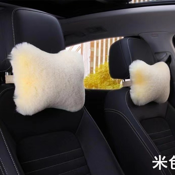 汽车座椅腰靠抱枕冬季兔毛靠垫毛绒颈枕头枕小车座椅靠背垫
