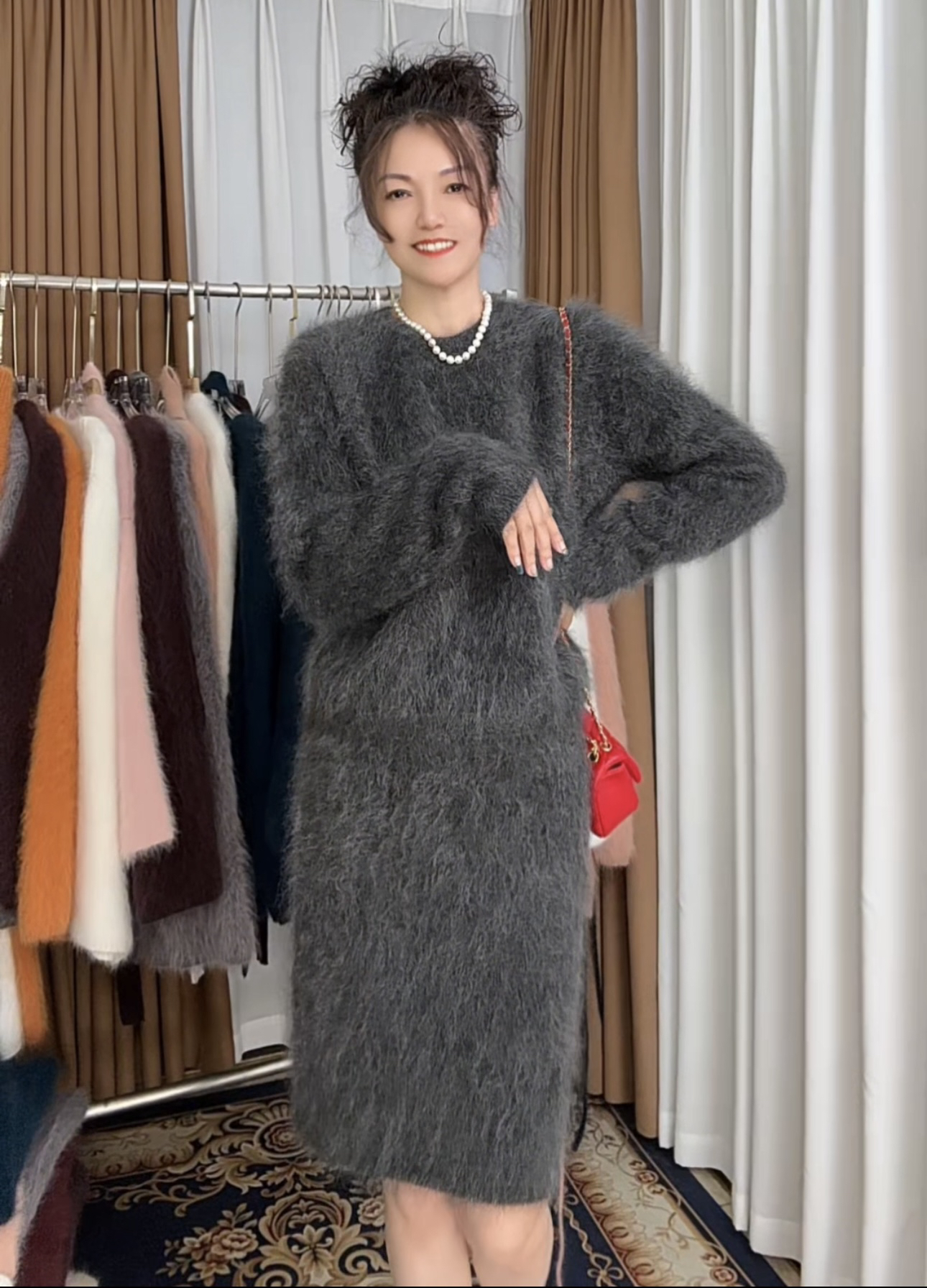 G家超幼马海冬季新款显瘦气质毛衣短裙两件套高级感宽松针织