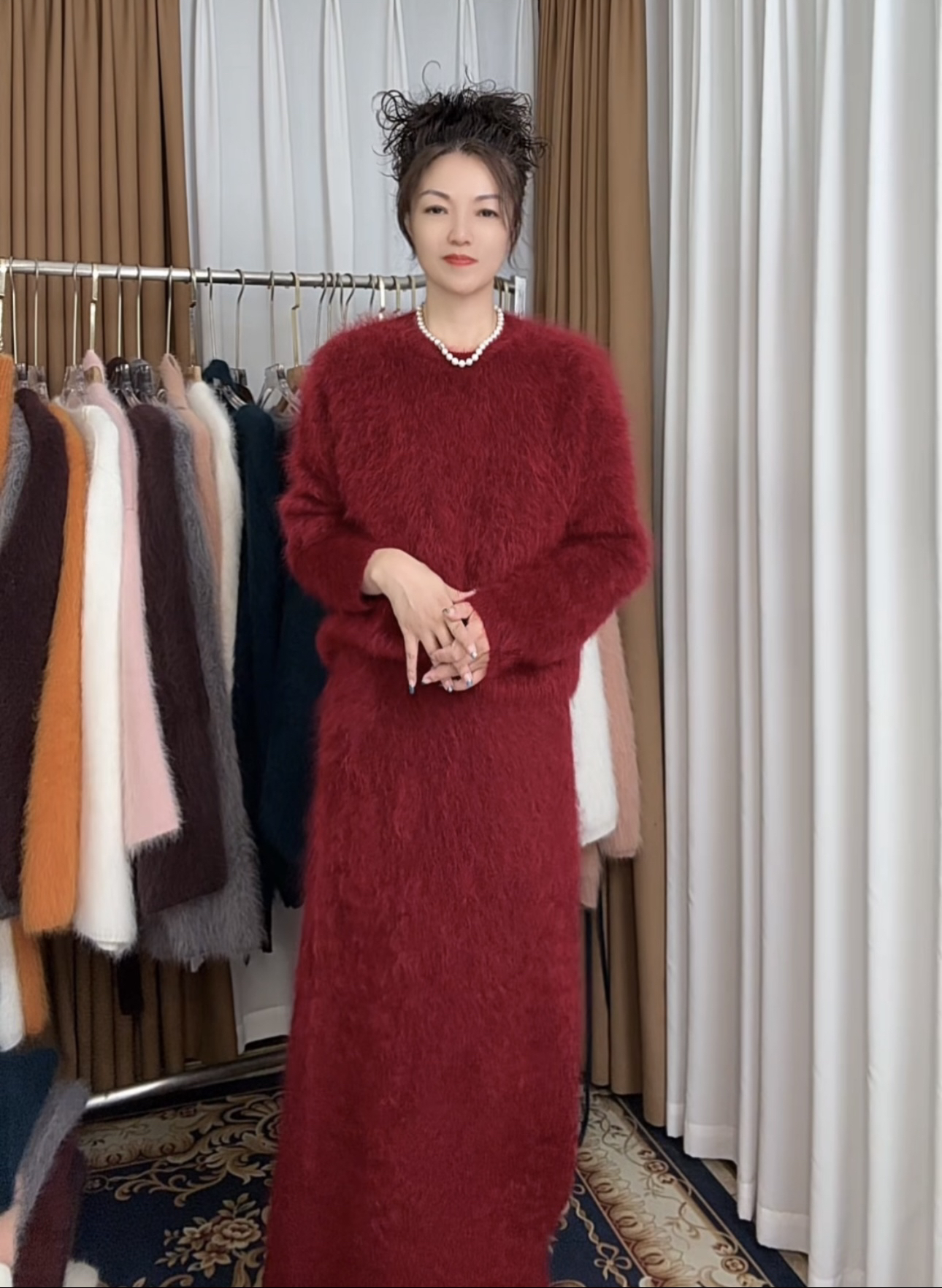 （短款圆领）G家超幼马海冬季新款显瘦气质毛衣高级感纯色加厚针织