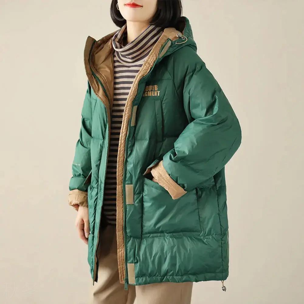 秋冬绒羽绒服女文艺百搭宽松大码休闲显瘦韩版字母冬季外套A