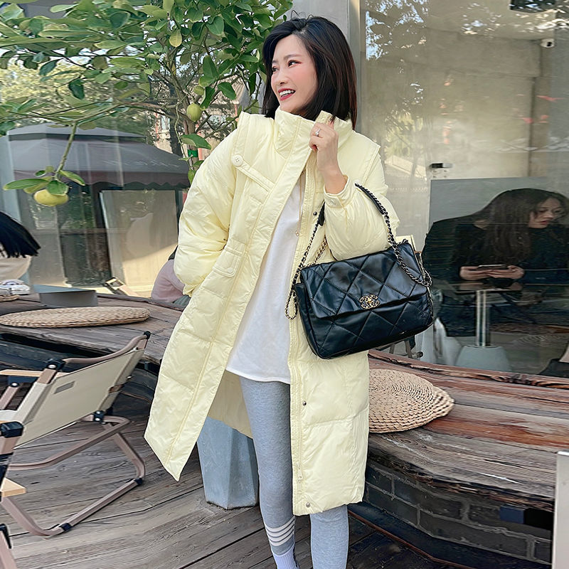 2023新款韩版冬季海军领羽绒服女中长款加厚修身收腰显瘦时尚外套