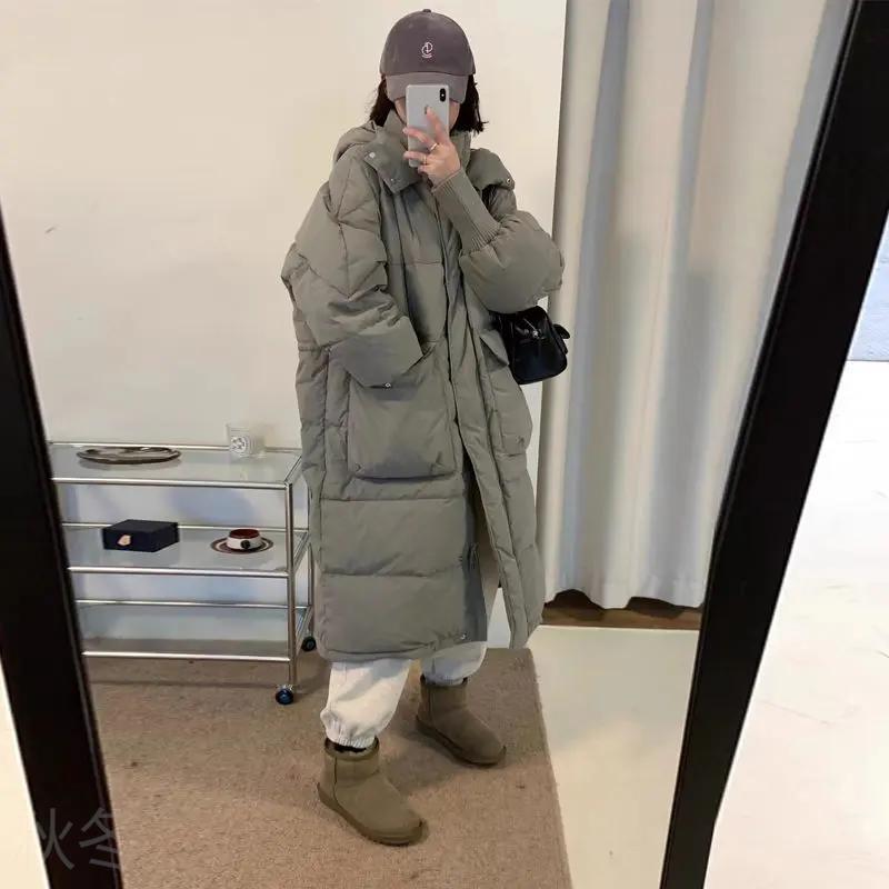 秋冬羽绒棉服冬新款羽绒羽绒棉服女中长款连帽韩版大口厚羽绒衣A