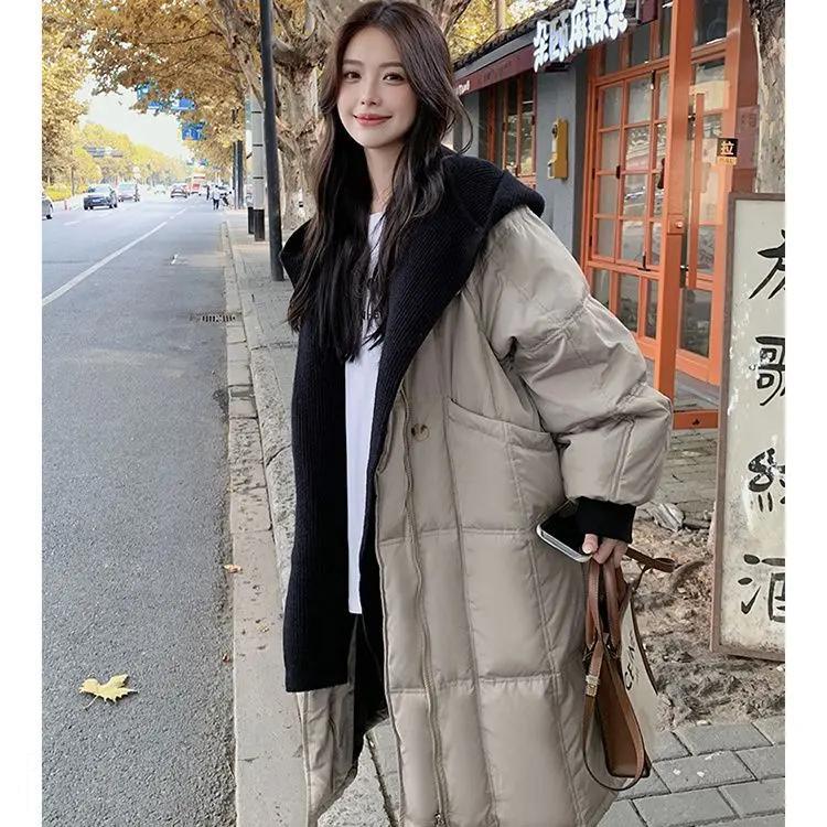 秋冬棉服女冬季2023年新款宽松棉袄潮连帽超长款过膝爆款羽绒衣同
