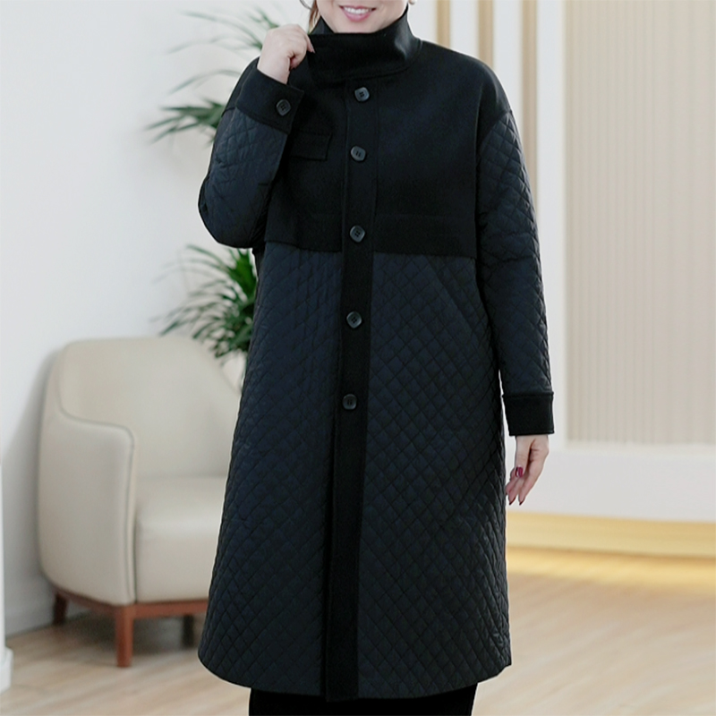 立领双拼棉服女真德绒大码时尚保暖中长款休闲减龄百搭文艺外套
