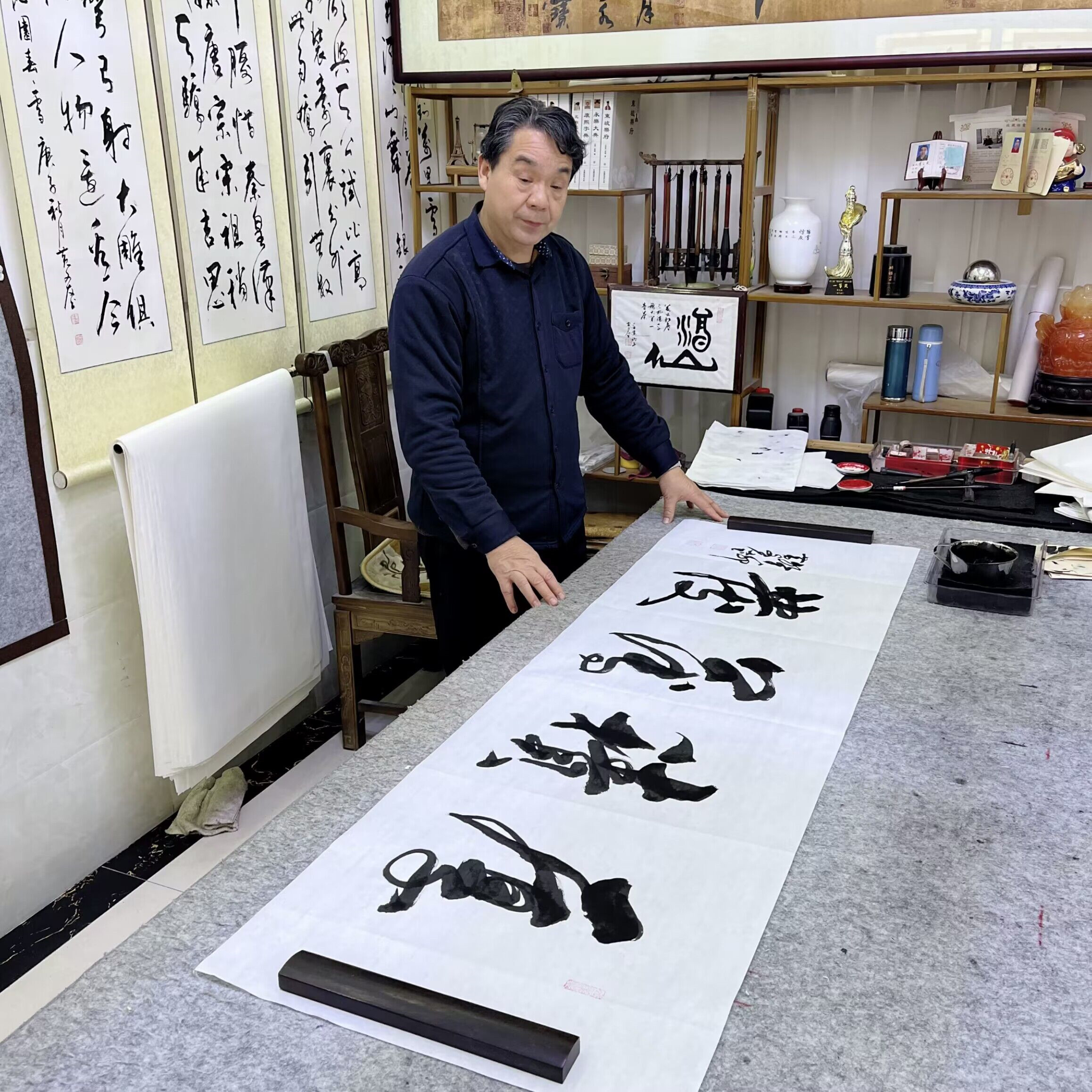 厚积薄发35*140 黄文友老师书法作品