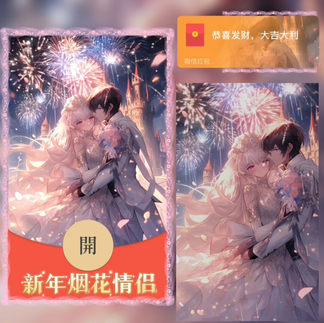 2024新年红包龙年城堡烟花情侣动态音效网红爆款红包封面龙年