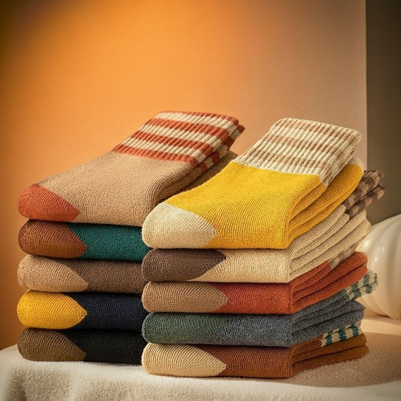 女士新款中筒袜2025袜子秋冬季长袜毛圈袜冬天加绒加厚保暖棉袜