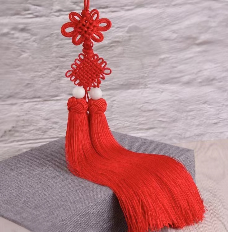 （5送一）双尖流苏穗子带玉吊穗DIY手工制作双流两穗汽车挂件穗子