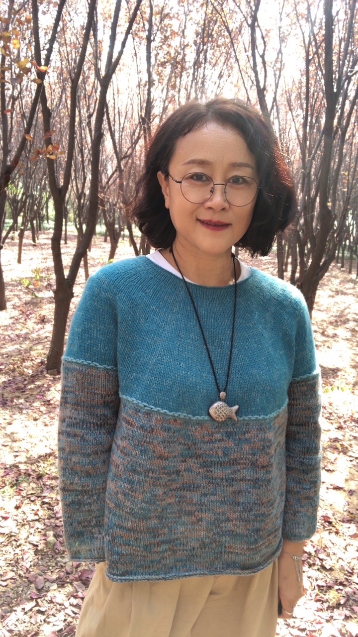 九色鹿  绿松石（霜降）渐变上衣材料包手工编织