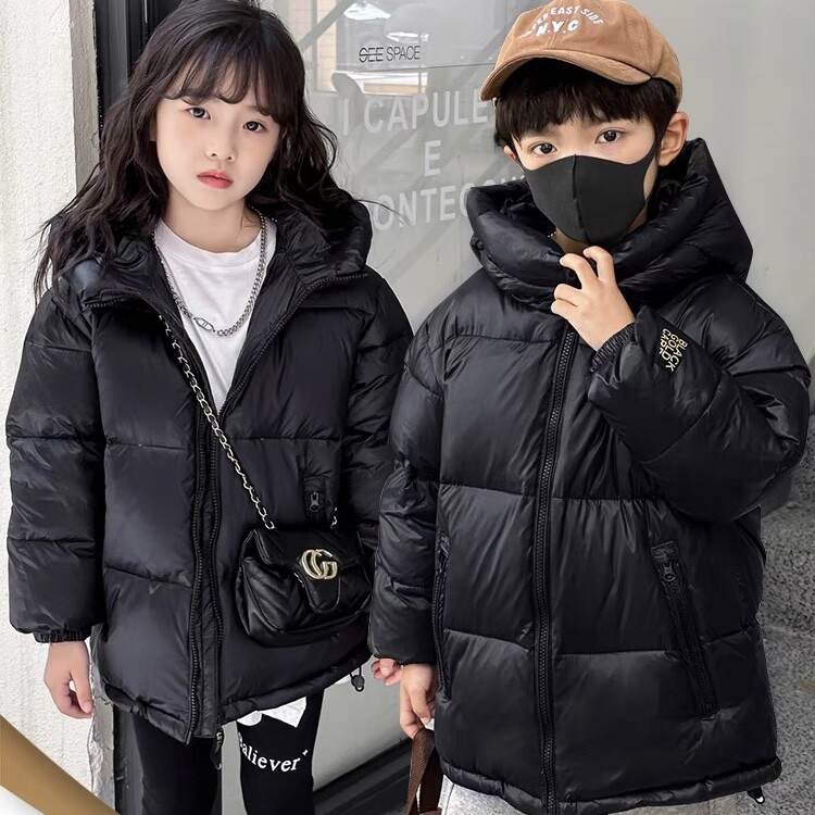 冬季儿童免洗黑金羽绒服女童男童新款中大童加厚保暖外套白鸭绒