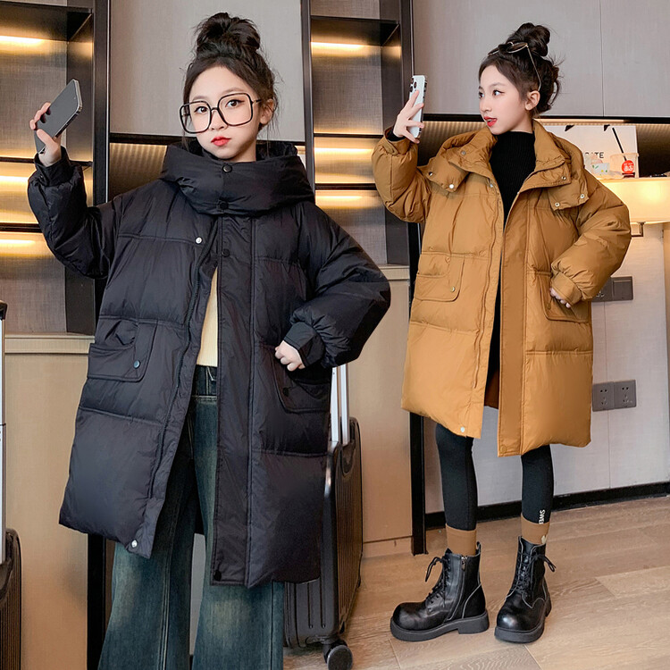 女童加绒加厚羽绒服2023冬季新款儿童时髦洋气冬装中大童保暖外套