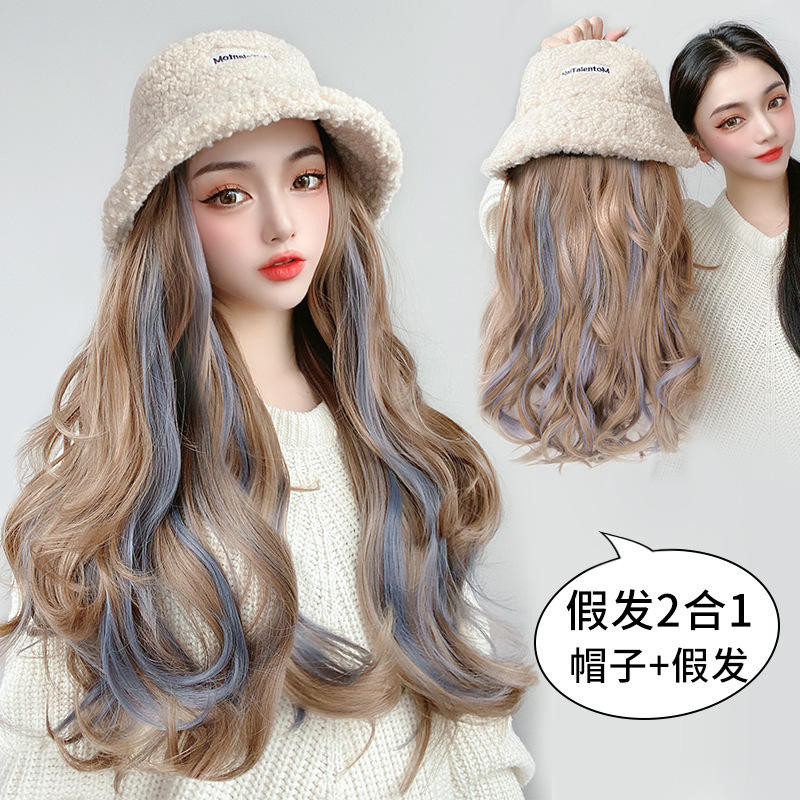 假发女长发假发帽子一体时尚女网红冬季长卷发全头套式仿真人发丝