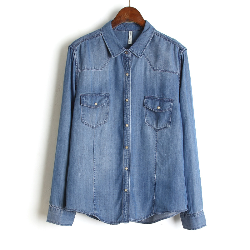 爆好的牛工艺！可盐可甜 复古单宁色休闲小翻领水洗牛仔长袖衬衫
