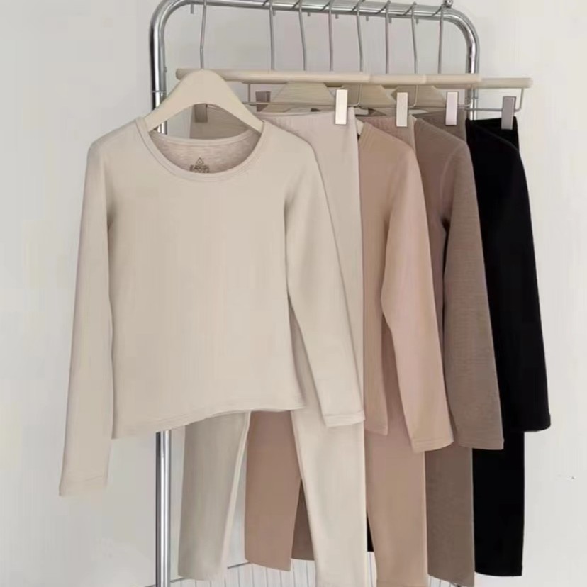 【田心云】/,秋冬时尚舒适爆款长袖双面羊绒女士保暖套装