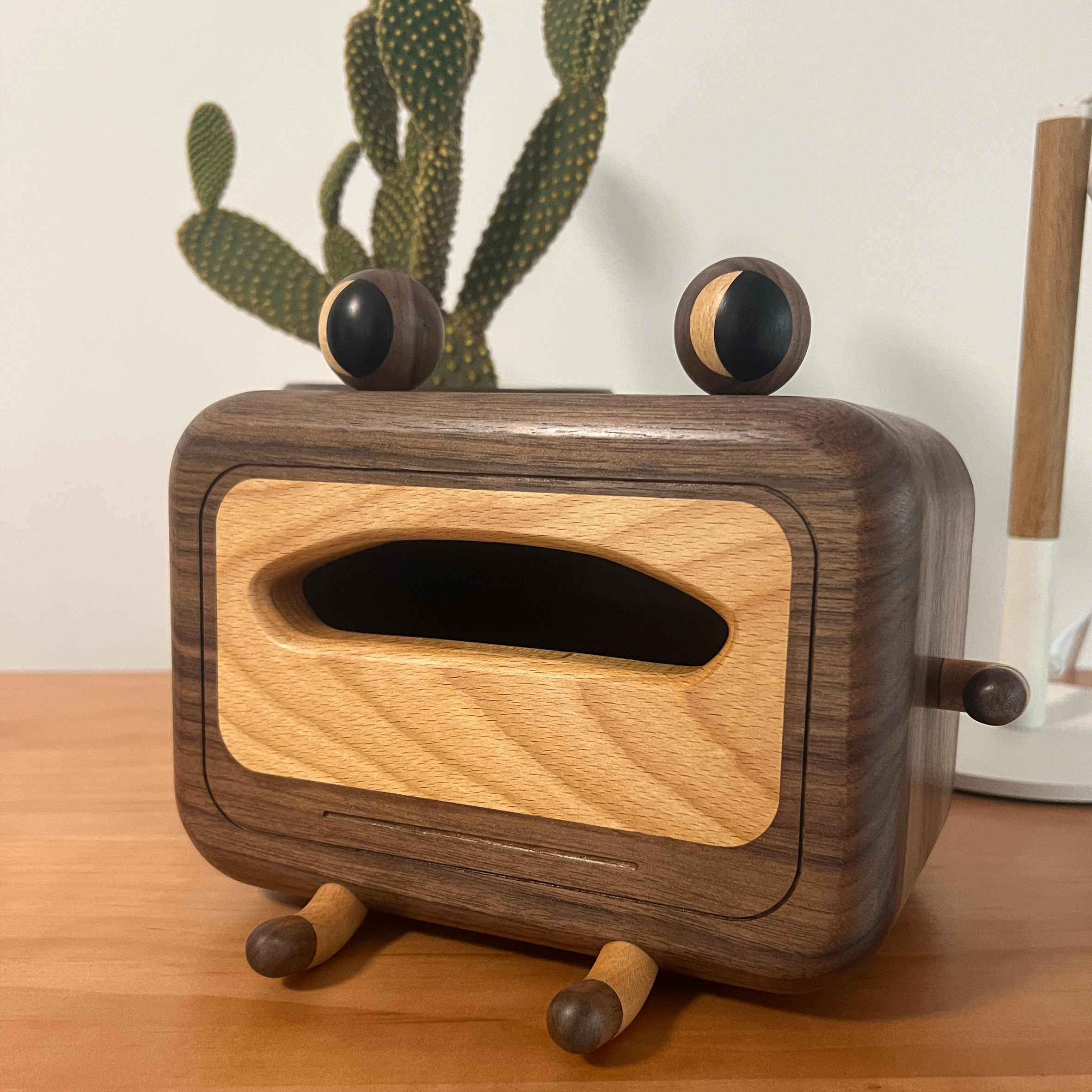 青蛙纸巾盒创意可爱黑胡桃微瑕纸巾盒