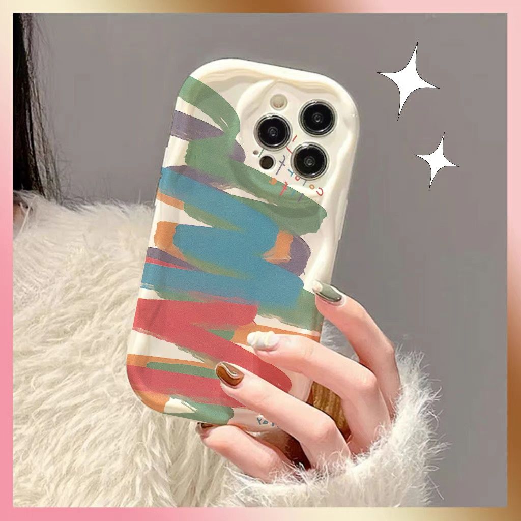 ins彩色条纹OPPO/VIVO/华为/小米/荣耀手机壳苹果15promax/14简约