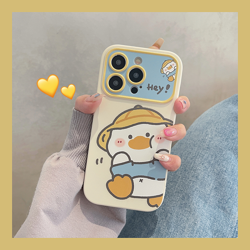 帽子小鸭适用iphone15/13苹果14手机壳x华为荣耀vivo红米小米oppo
