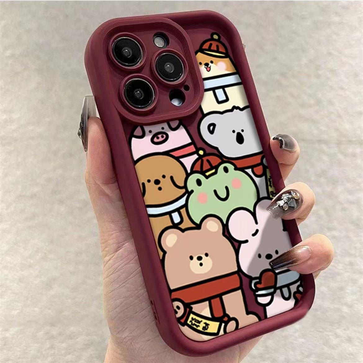 卡通叠叠动物iPhone15promax手机壳适用苹果14plus/13/12软壳11/8