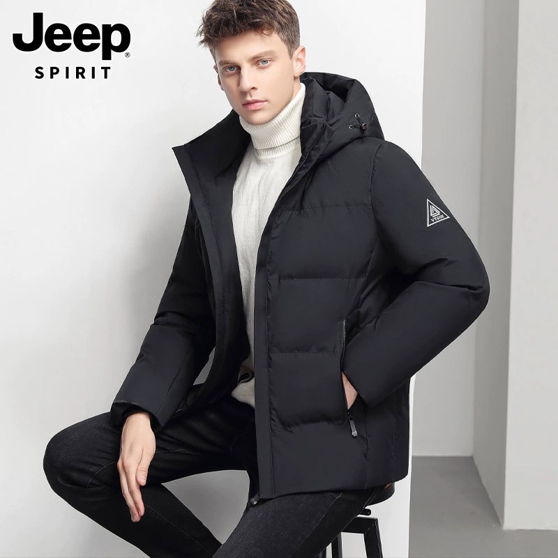 Jeep吉普羽绒服男士冬季男款连帽鸭绒加厚保暖羽绒衣冬装外套男装