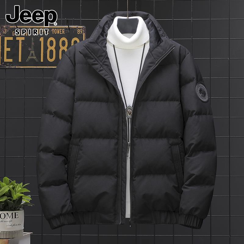 Jeep吉普羽绒服男士冬季灰鸭绒立领面包服保暖羽绒衣外套男款