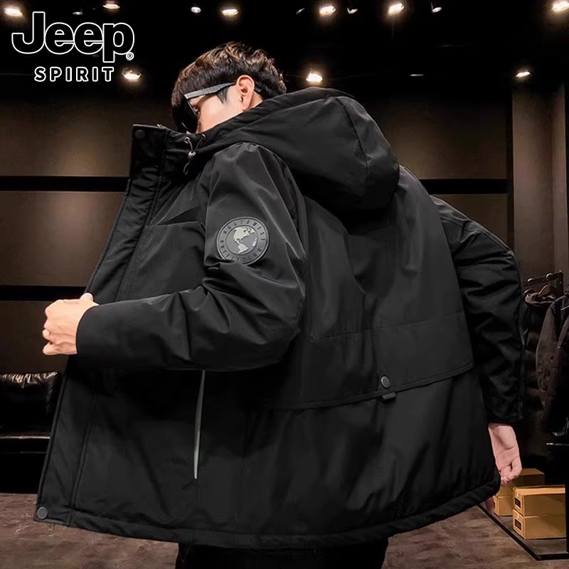 Jeep吉普官方羽绒服男款冬季潮牌宽松大码羽绒衣连帽帅气保暖外套