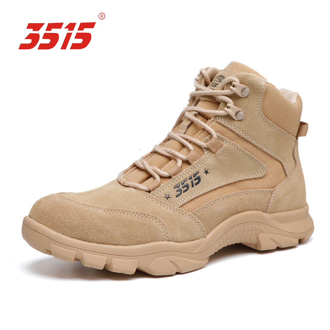 3515男鞋春秋/冬户外沙漠靴中帮徒步越野登山靴反绒牛皮沙色02939