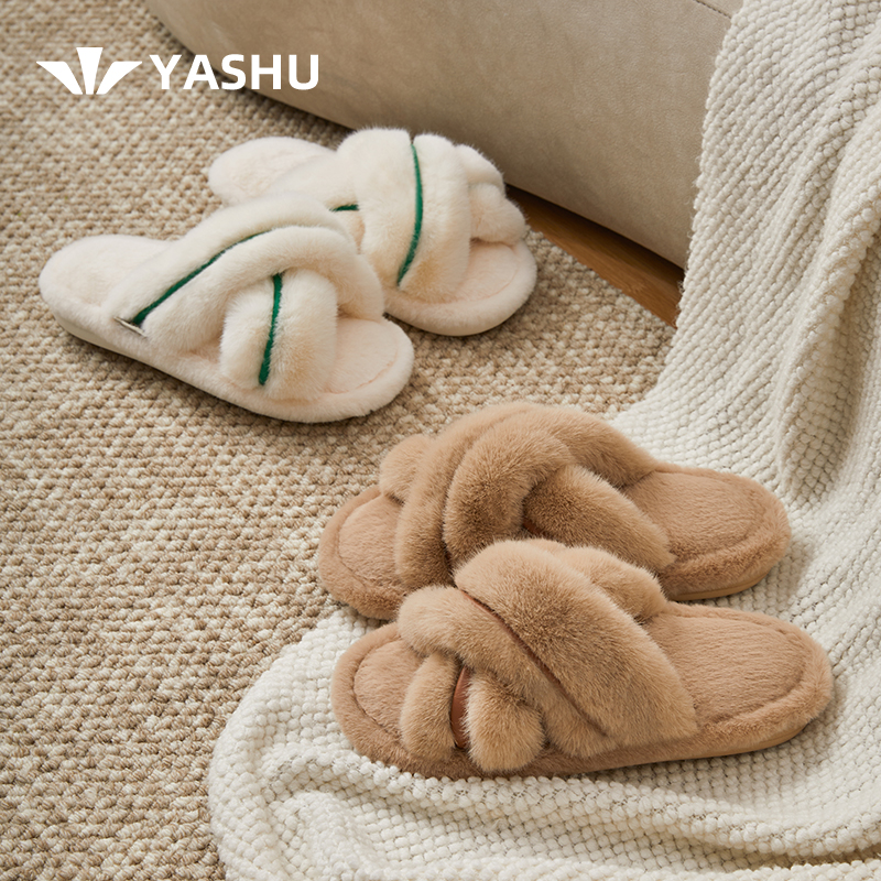 亚束【2023新款】时尚毛毛拖棉拖高级感网红居家拖鞋秋冬防滑保暖鞋