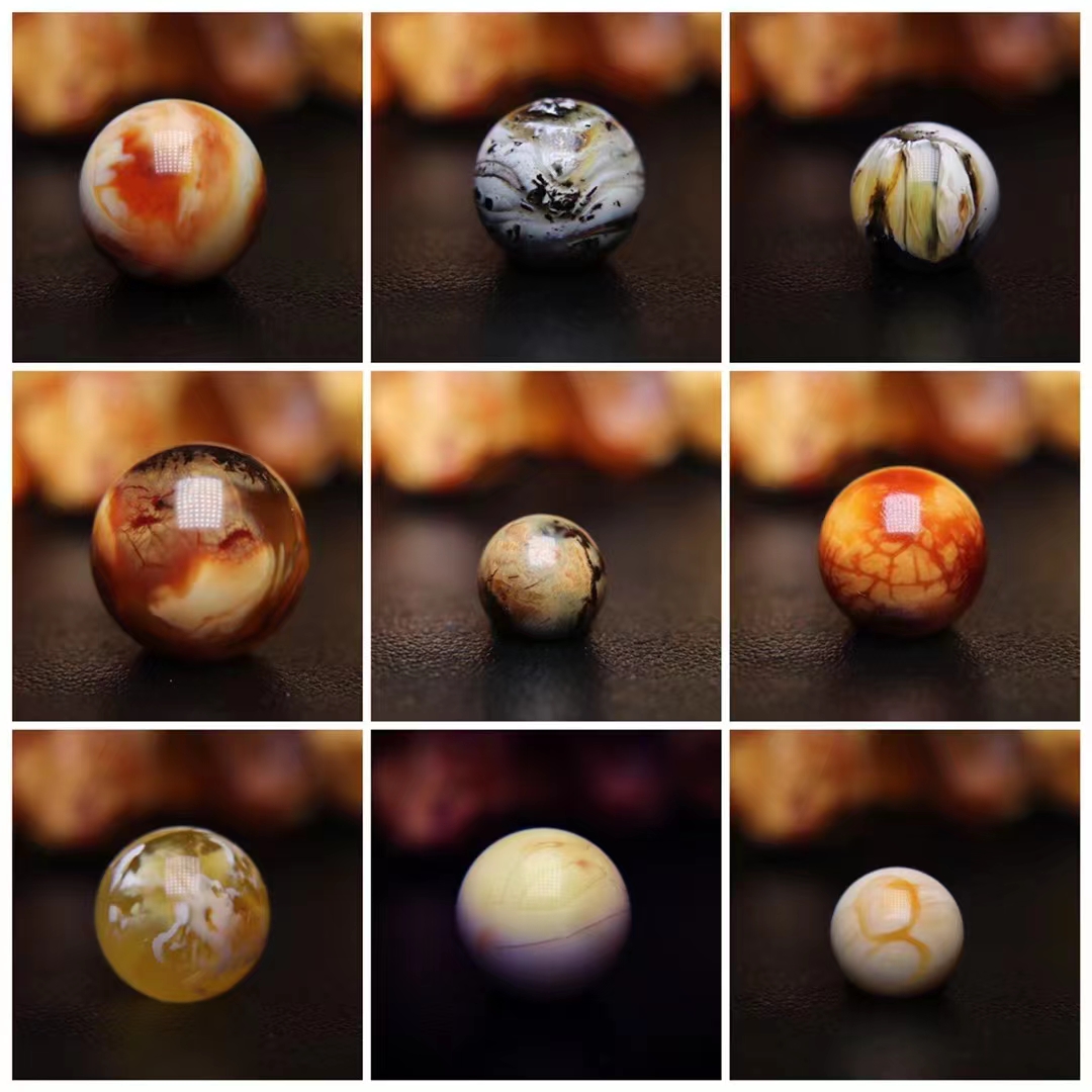 天然沁色妖孽琥珀蜜蜡单珠配饰成品锁骨珠转运手串高端金瓷白蜜蜡