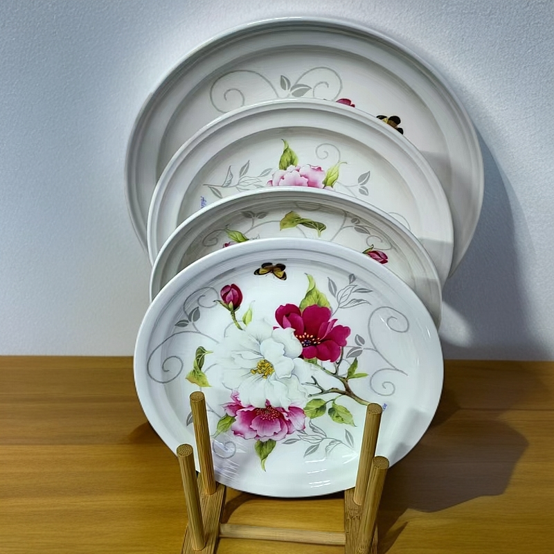 韩式木莲花骨瓷圆盘方盘鱼盘系列