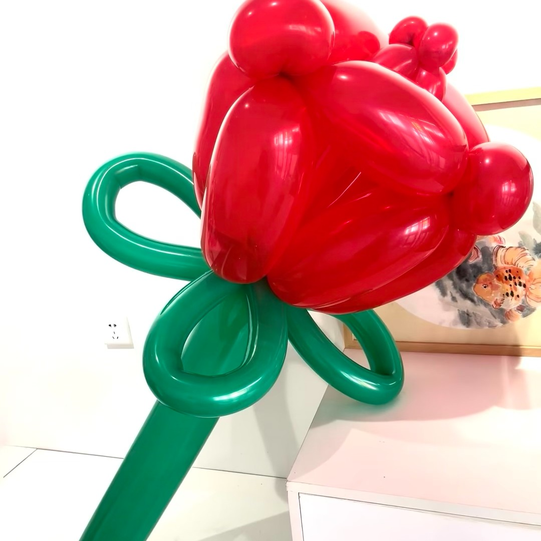 【天使有约】360跨年长条进口气球四泡结公仔玫瑰花五瓣花加厚造型