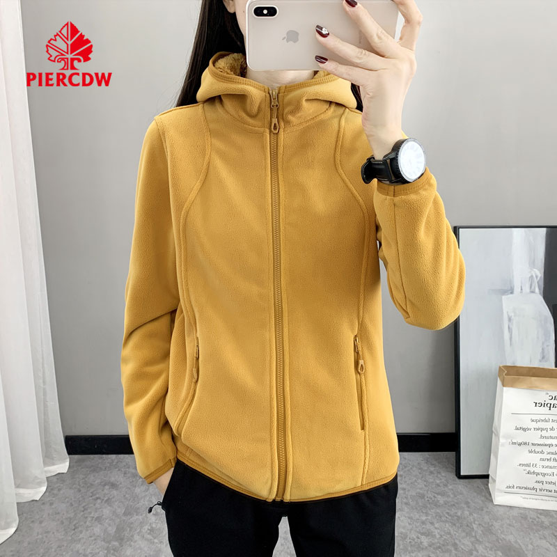 『PIERCDW帕瑞萨』奥粒绒户外运动抓绒衣2024加厚加绒连帽上衣女