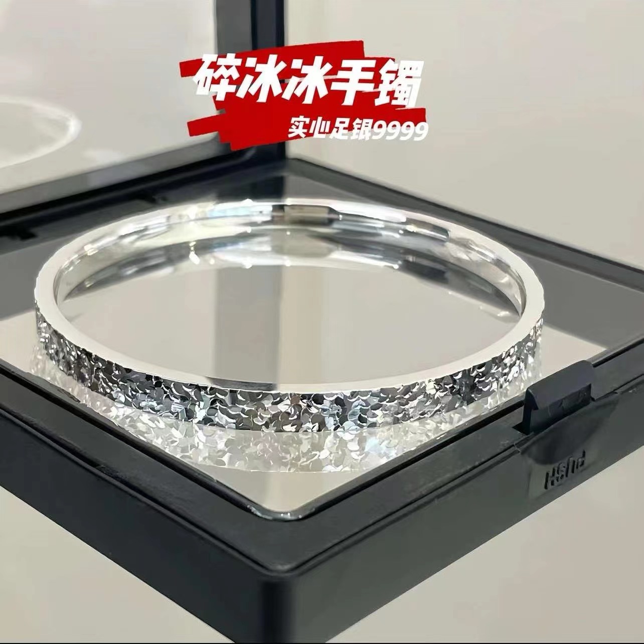 足银手镯 9999足银手镯女实心足银镯子素圈心经手环圆条银镯子656