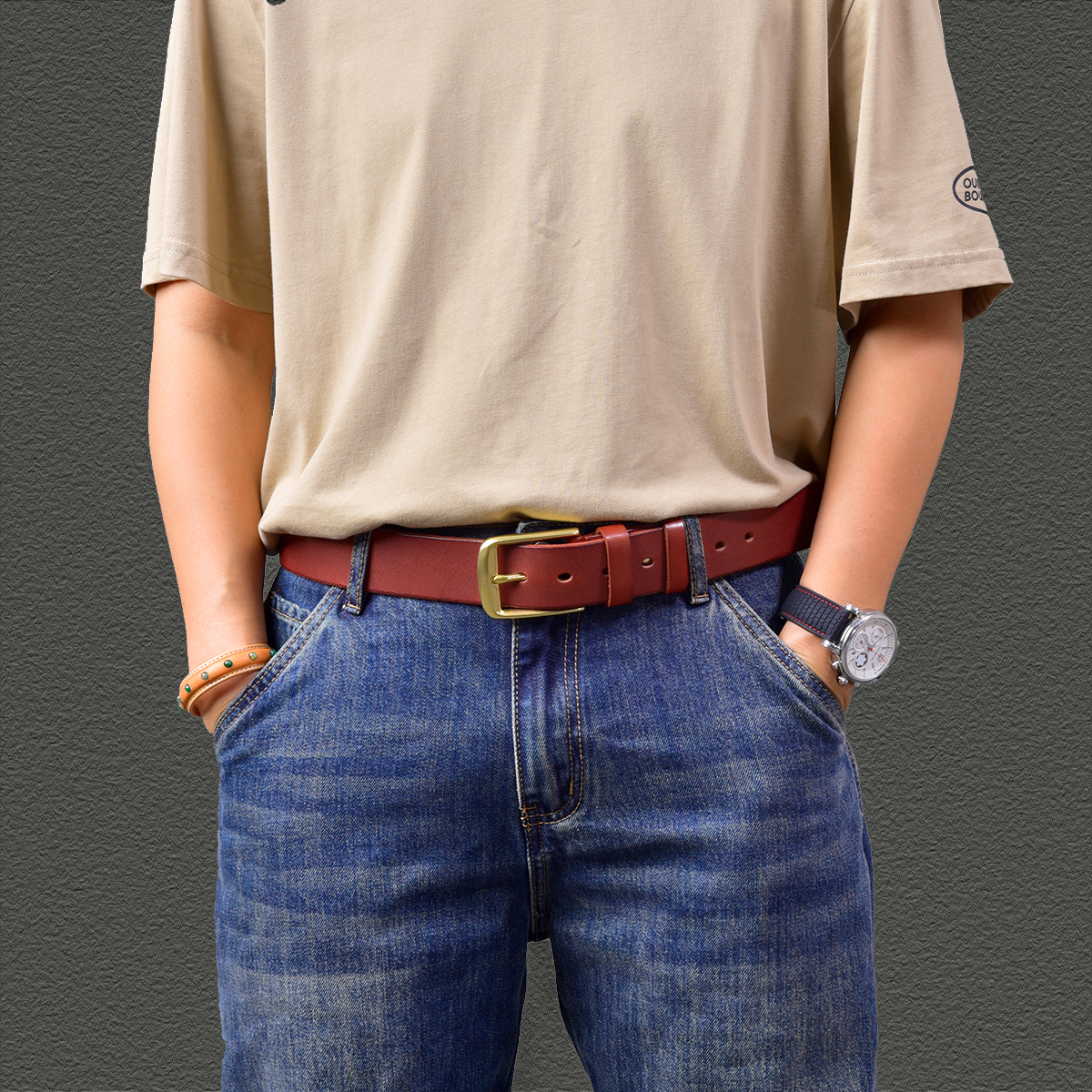 经典头层牛皮复古黄铜全树膏皮裤腰带真皮男士铜扣手工针扣宽皮带