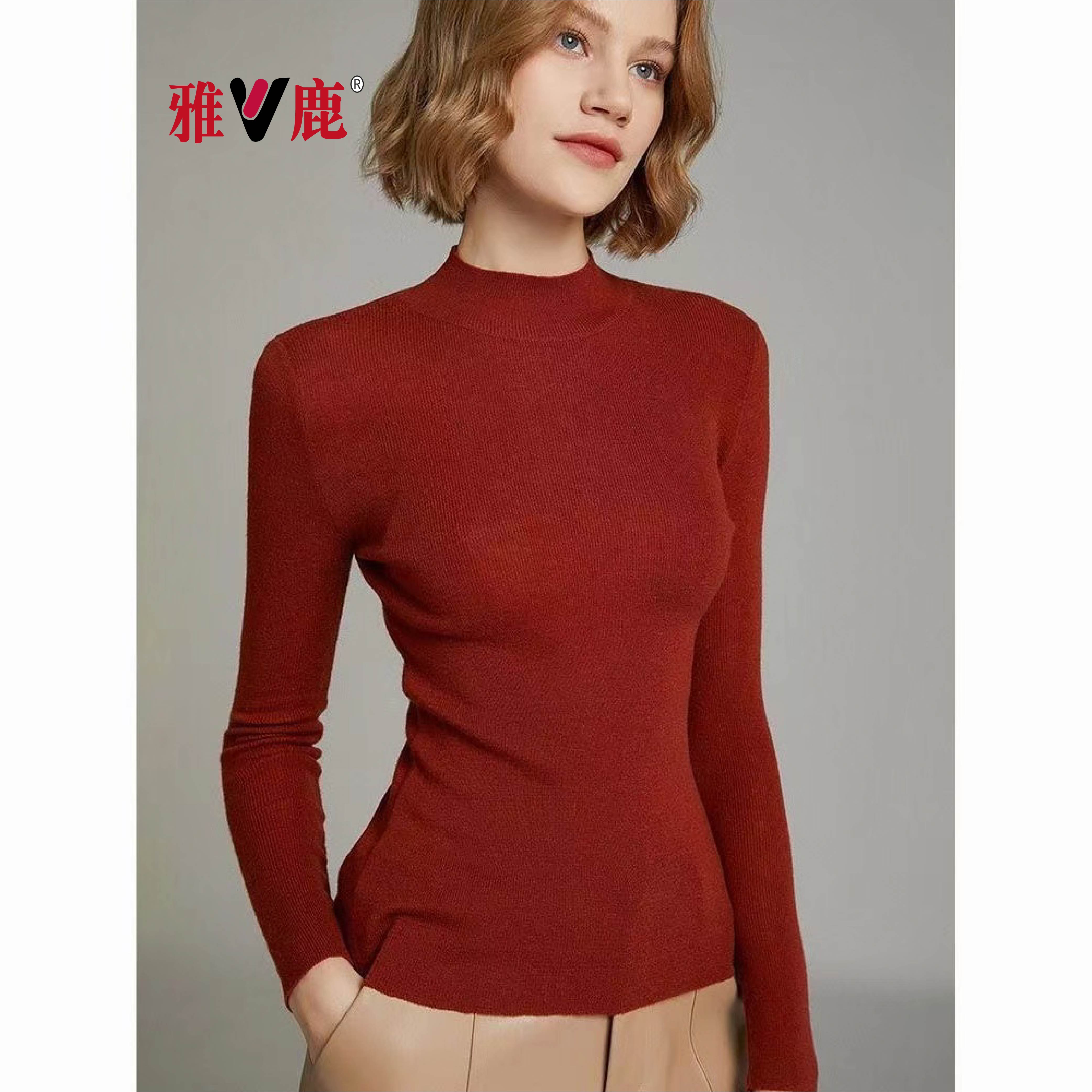 2025年秋冬针织套头打底半高领毛衣打底衫女上衣百搭先手女士春秋