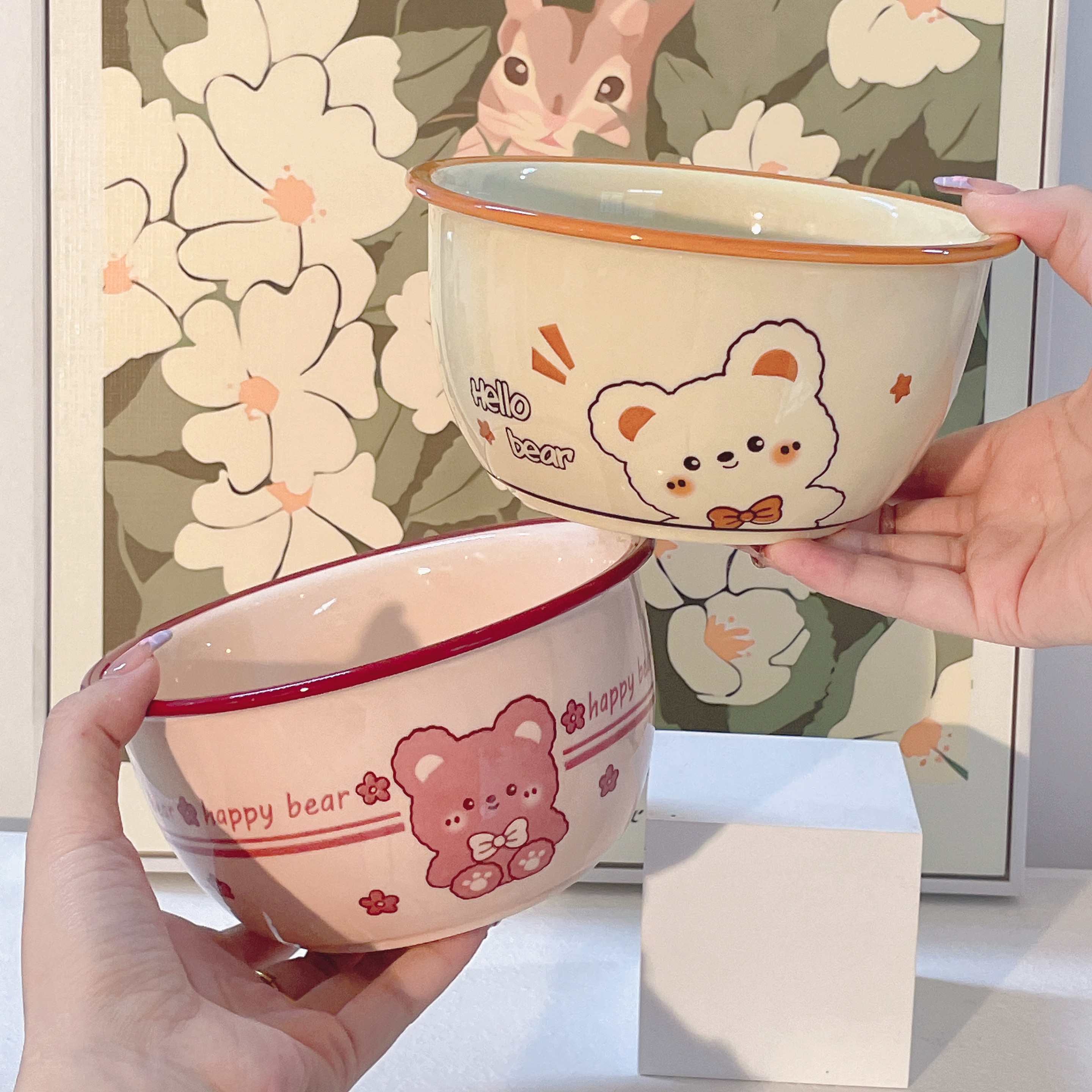 【.萌小熊2面碗】6英寸面碗大容量辅食碗陶瓷学生宿舍碗饭碗