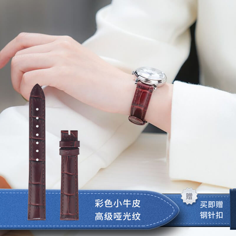 彩色小牛皮高级哑光纹表带真皮天梭美度手表带女士