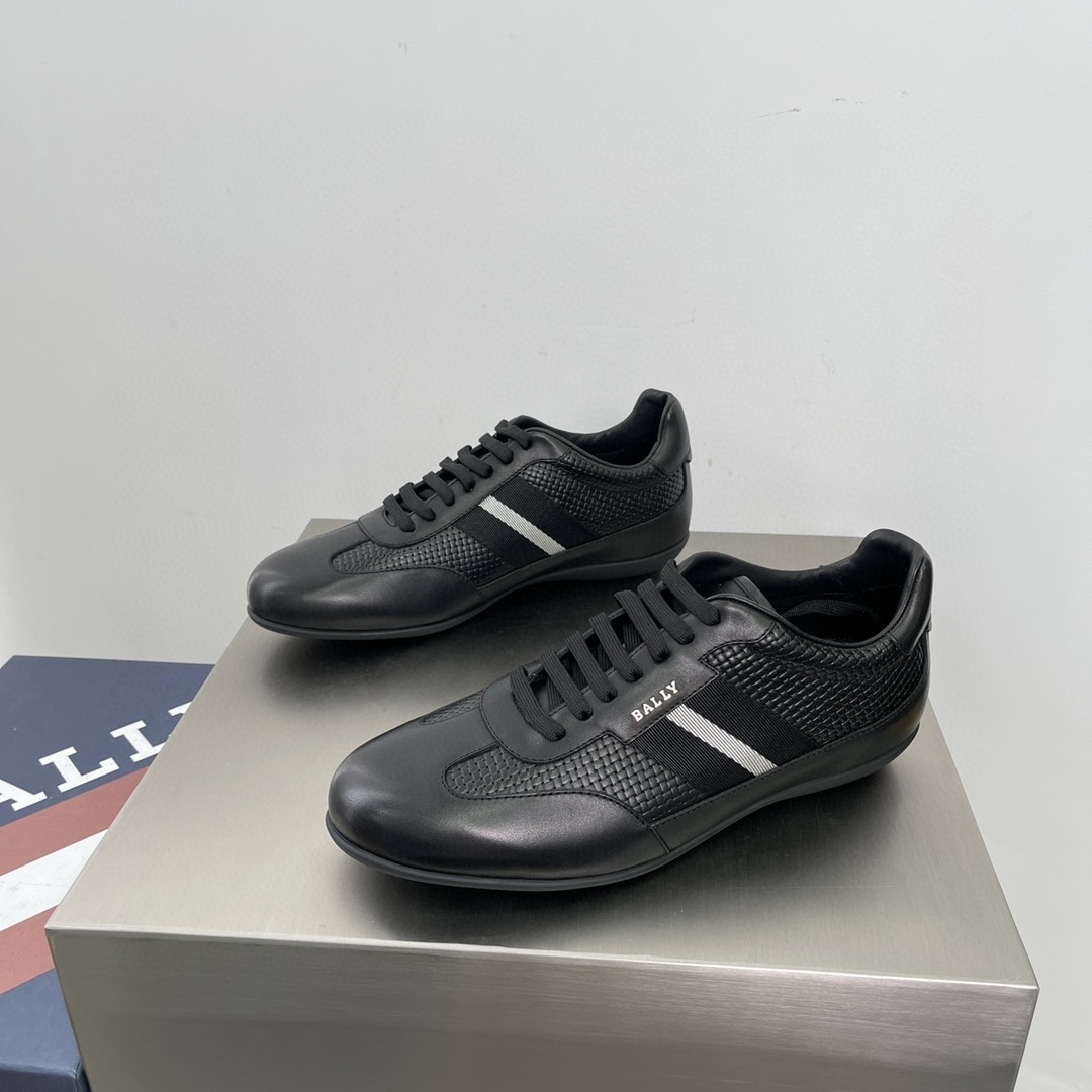 bally/巴利时尚休闲系带编织男士黑色真皮商务经典低帮皮鞋运动鞋