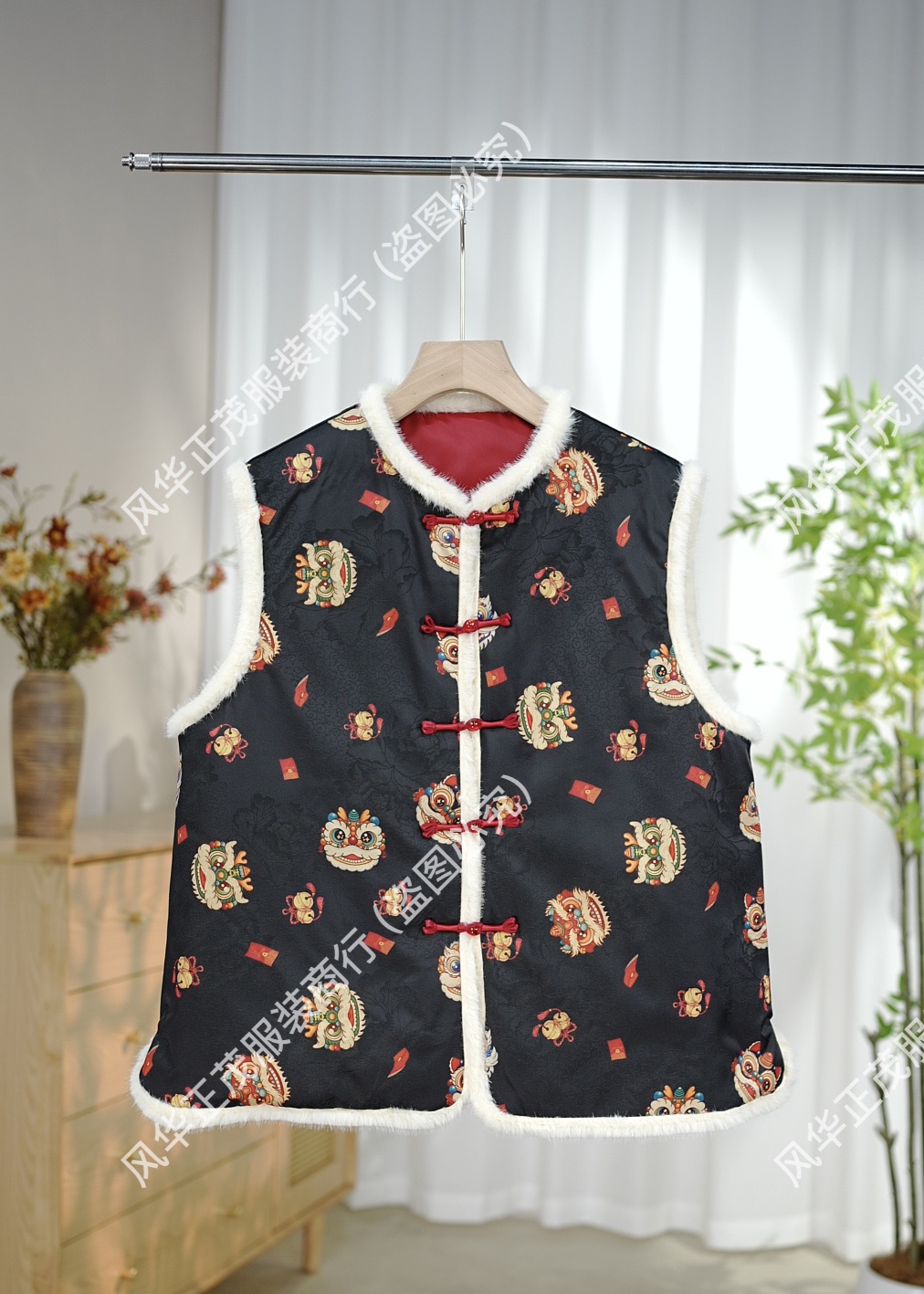 【3615】醒狮加棉款  新中式国风重工提花立领马甲时尚复古马甲